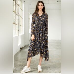 THML Asymmetrical Dress with Bishop Sleeves